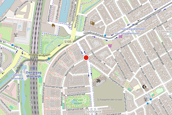Brandweer-melding op Beetsstraat, Den Haag op 22 juni, kaart-overzicht