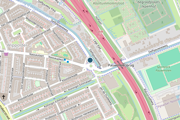 Politie-melding op Delfgauwseweg, Delft op 23 juni, kaart-overzicht