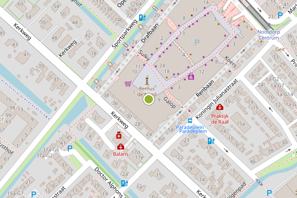 Ambulance-melding op Paradeplein, Nootdorp op 23 juni, kaart-overzicht