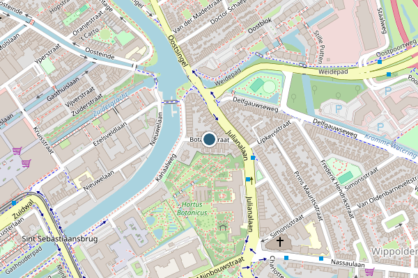 Politie-melding op Botaniestraat, Delft op 23 juni, kaart-overzicht