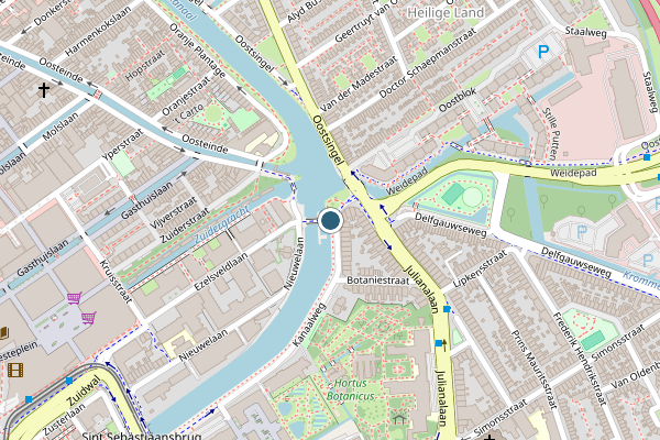 Politie-melding op Oostpoortbrug, Delft op 23 juni, kaart-overzicht