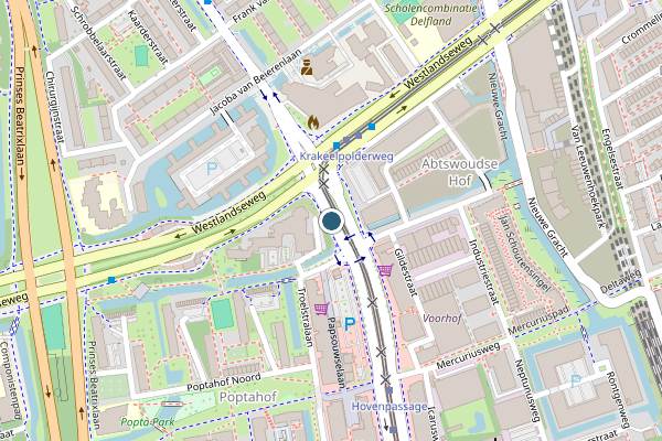 Politie-melding op Papsouwselaan, Delft op 23 juni, kaart-overzicht