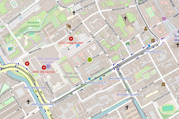 Ambulance-melding op Lage Nieuwstraat, Den Haag op 23 juni, kaart-overzicht