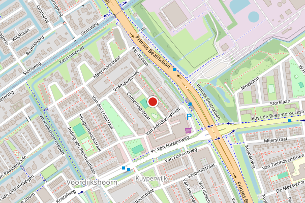 Brandweer-melding op Van Kinschotstraat Noord, Delft op 23 juni, kaart-overzicht