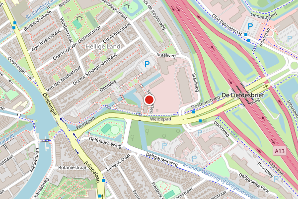 Brandweer-melding op Stille Putten, Delft op 23 juni, kaart-overzicht