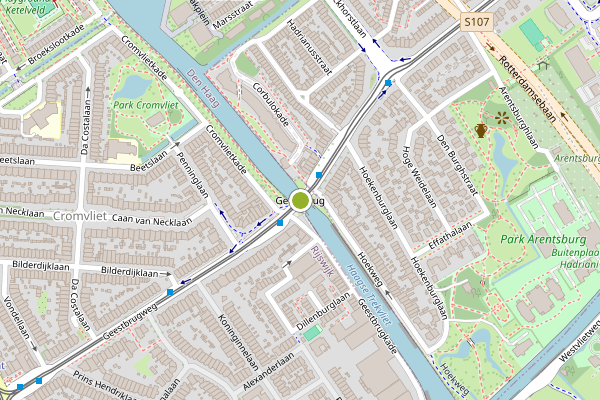 Ambulance-melding op Geestbrug, Den Haag op 24 juni, kaart-overzicht
