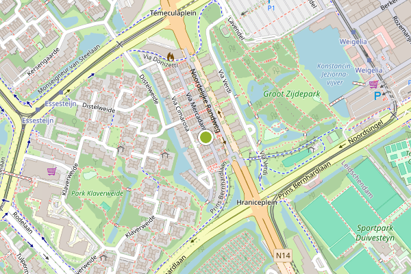 Ambulance-melding op Leoncavallostraatje, Voorburg op 24 juni, kaart-overzicht