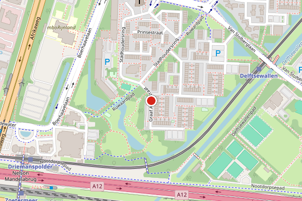 Brandweer-melding op Graaf Adolfstraat, Zoetermeer op 24 juni, kaart-overzicht