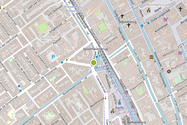 Ambulance-melding op Spoorsingel, Delft op 24 juni, kaart-overzicht