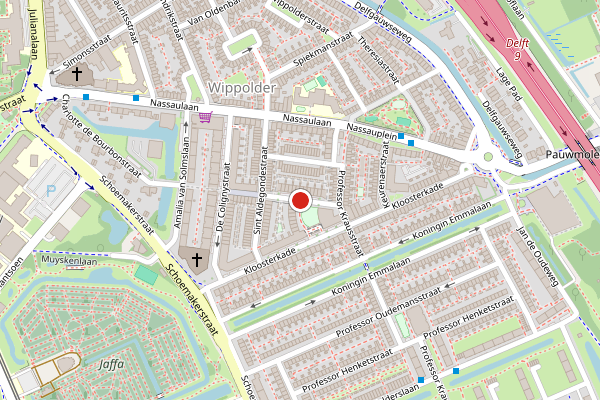 Brandweer-melding op Prof. Bosschastraat, Delft op 24 juni, kaart-overzicht