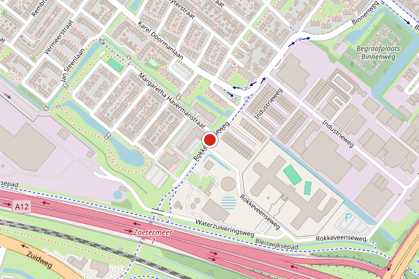 Brandweer-melding op Rokkeveenseweg, Zoetermeer op 24 juni, kaart-overzicht