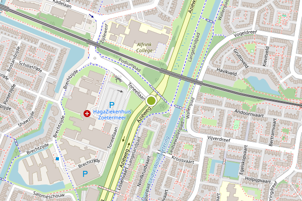 Ambulance-melding op Toneellaan, Zoetermeer op 24 juni, kaart-overzicht