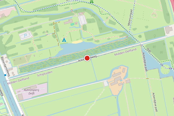 Brandweer-melding op Ackerdijkseweg, Delft op 24 juni, kaart-overzicht