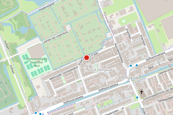 Brandweer-melding op Graaf Willem II laan, Delfgauw op 25 juni, kaart-overzicht