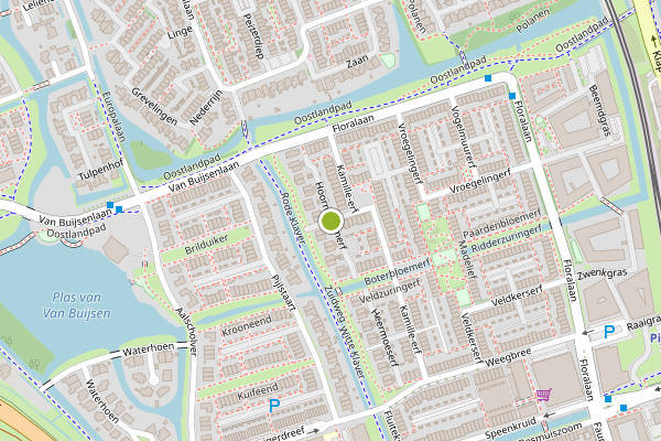 Ambulance-melding op Kamille-erf, Pijnacker op 25 juni, kaart-overzicht