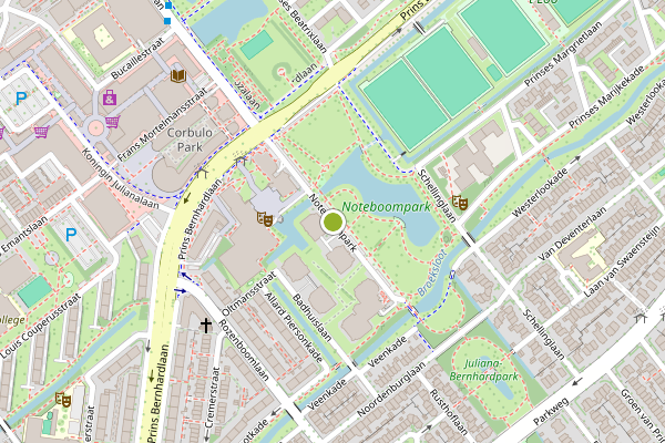 Ambulance-melding op Noteboompark, Voorburg op 25 juni, kaart-overzicht