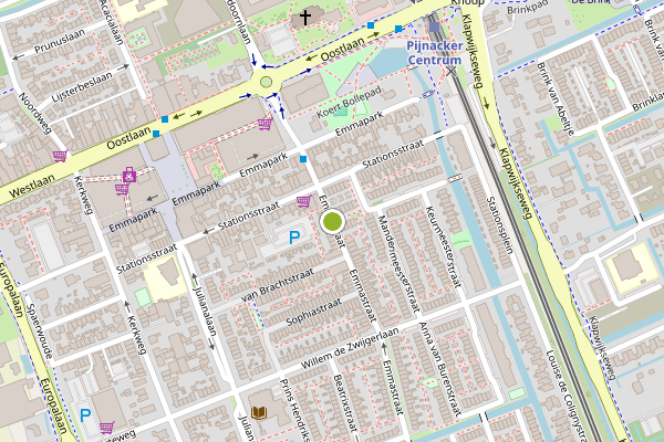 Ambulance-melding op Emmastraat, Pijnacker op 25 juni, kaart-overzicht