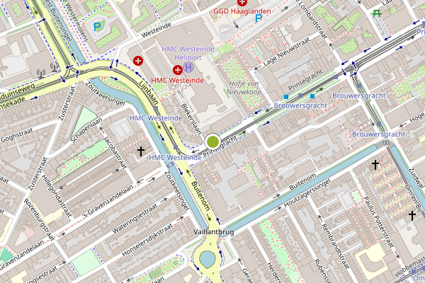 Ambulance-melding op Prinsegracht, Den Haag op 25 juni, kaart-overzicht