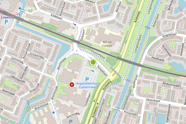 Ambulance-melding op Toneellaan, Zoetermeer op 26 juni, kaart-overzicht