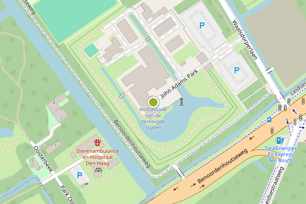 Ambulance-melding op John Adams Park, Wassenaar op 26 juni, kaart-overzicht