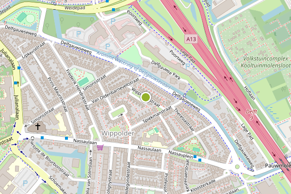Ambulance-melding op Wippolderstraat, Delft op 26 juni, kaart-overzicht