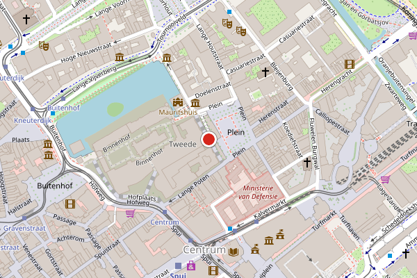 Brandweer-melding op Plein, Den Haag op 27 juni, kaart-overzicht