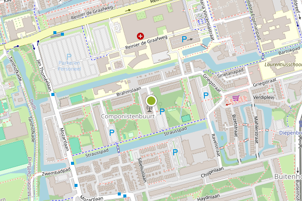 Ambulance-melding op Lisztstraat, Delft op 27 juni, kaart-overzicht