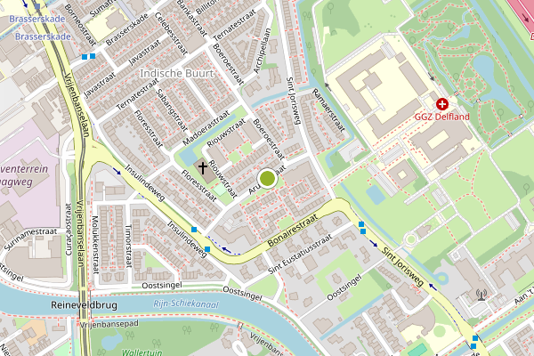 Ambulance-melding op Arubastraat, Delft op 26 juni, kaart-overzicht