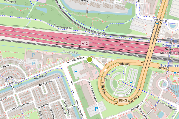 Ambulance-melding op Houtsingel, Zoetermeer op 27 juni, kaart-overzicht